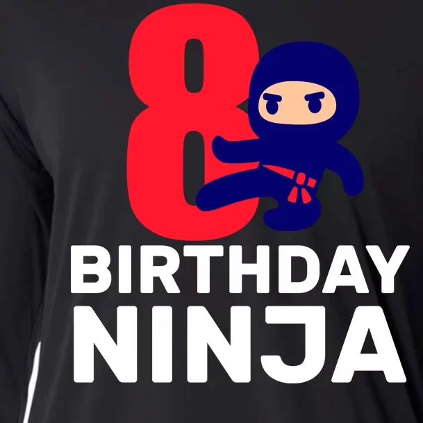 8th Birthday Ninja Cooling Performance Long Sleeve Crew