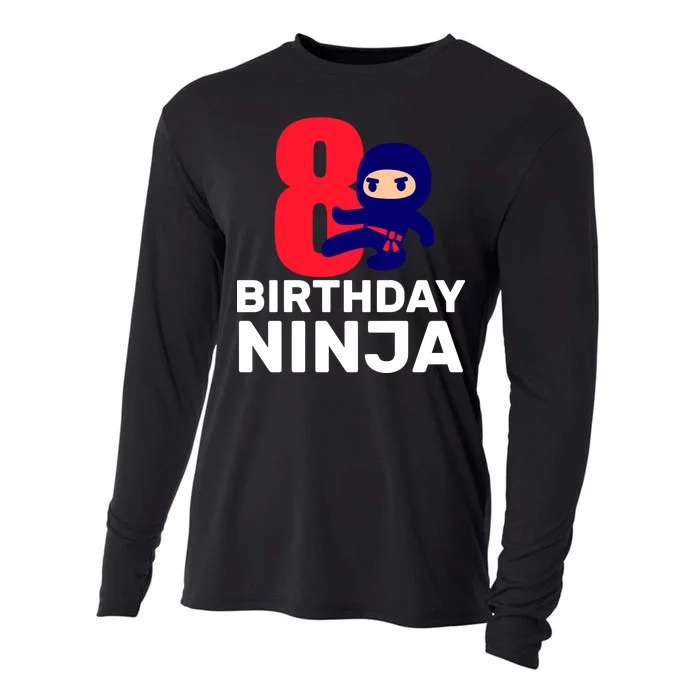 8th Birthday Ninja Cooling Performance Long Sleeve Crew