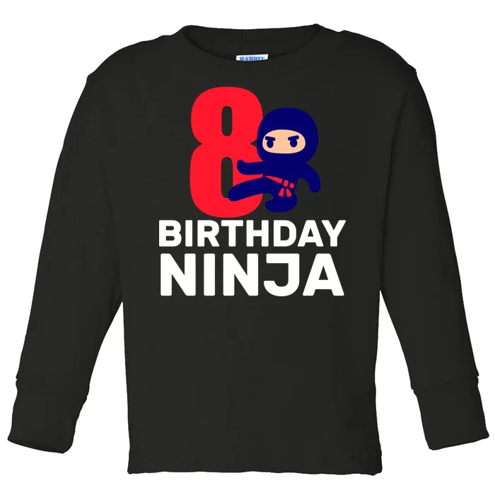 8th Birthday Ninja Toddler Long Sleeve Shirt