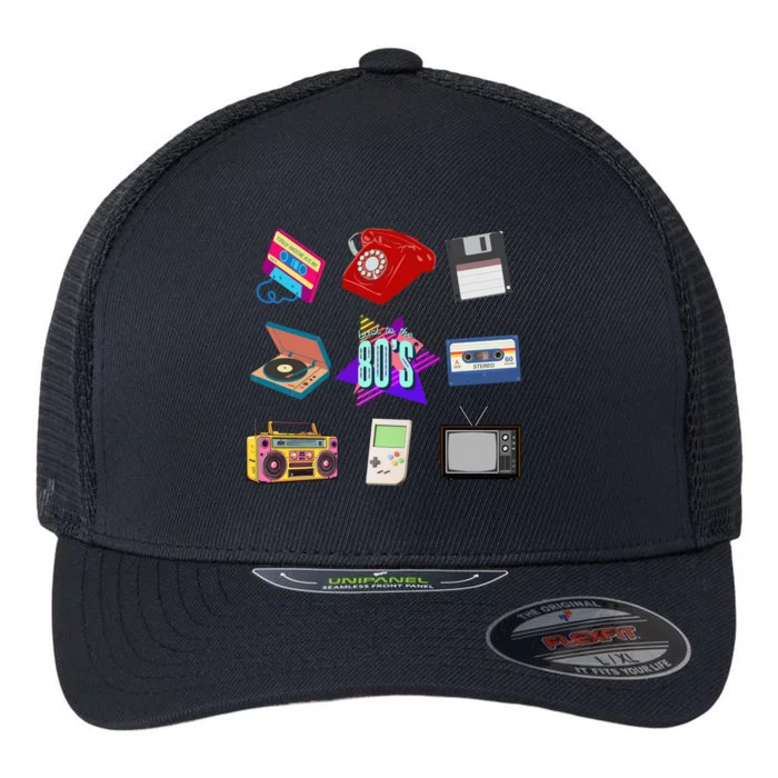 80s Throwback Retro Vintage Funny Party Cassette Tapes Flexfit Unipanel Trucker Cap