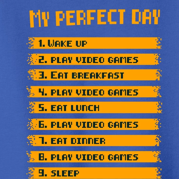 8giftbit Text Style My Perfect Day Play Video Games Gift Toddler T-Shirt