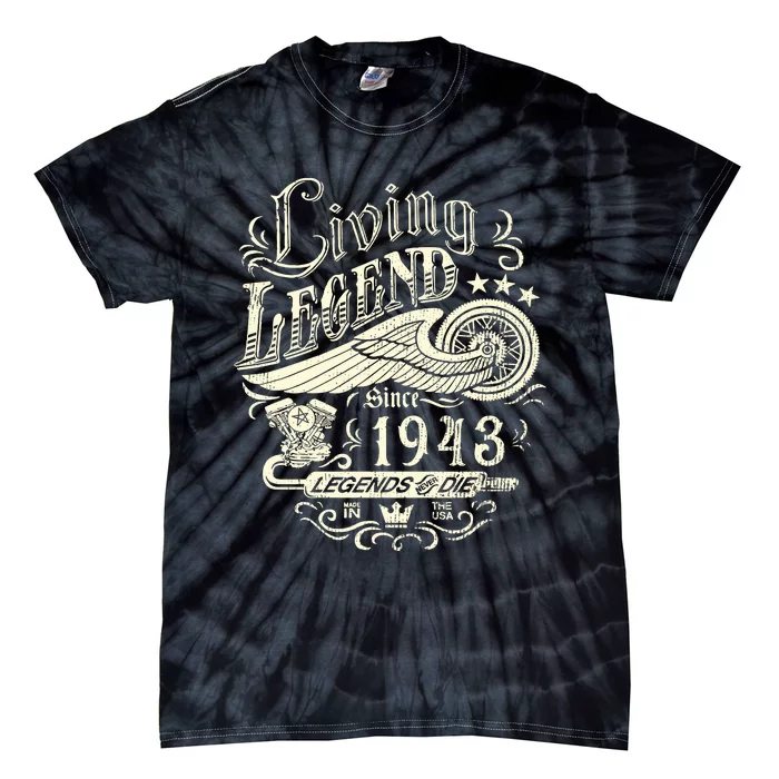 80th vintage Birthday 80 Living Legend Never Die 1943 Birthday Tie-Dye T-Shirt