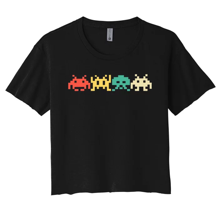 80s Video Game Vintage Retro Arcade Women's Crop Top Tee