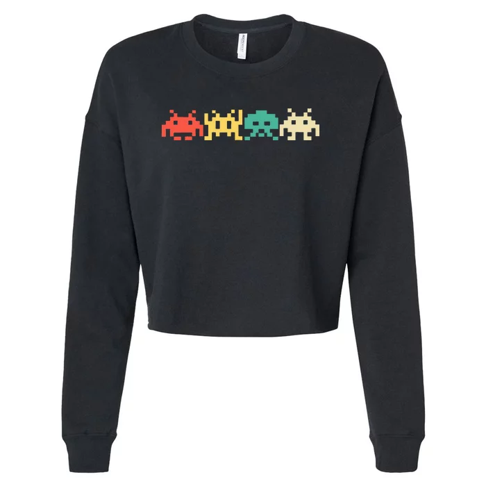 80s Video Game Vintage Retro Arcade Cropped Pullover Crew