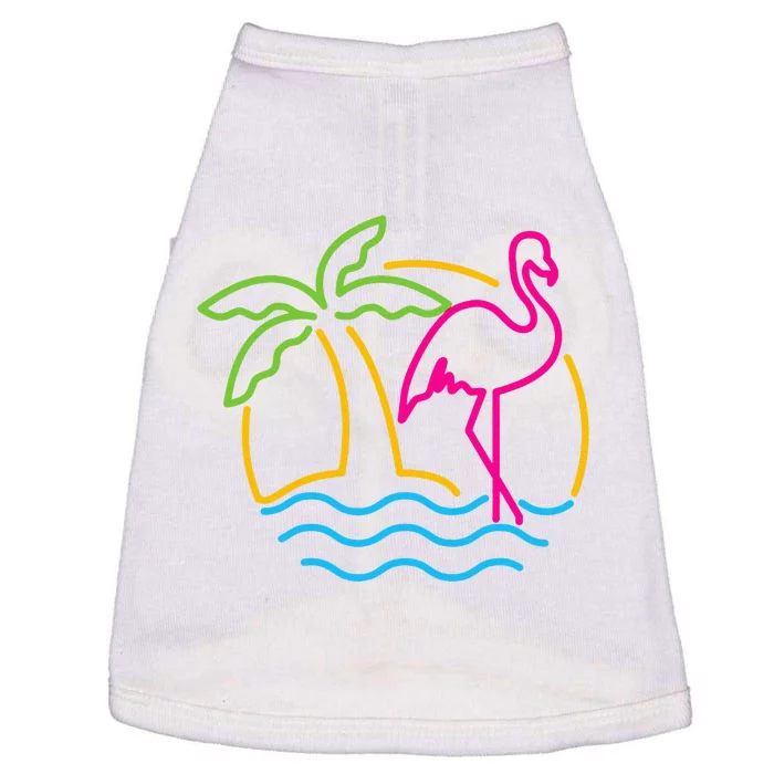 80s Vintage Miami Retro Neon Pink Flamingo Doggie Tank