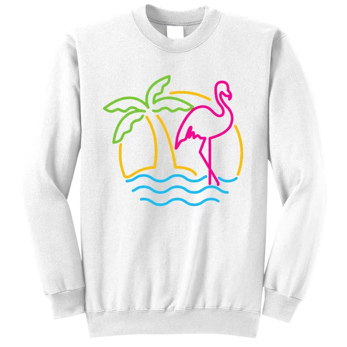 80s Vintage Miami Retro Neon Pink Flamingo Sweatshirt