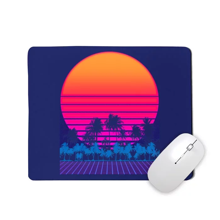 80s Vaporwave Retro Palm Trees Sunset Mousepad