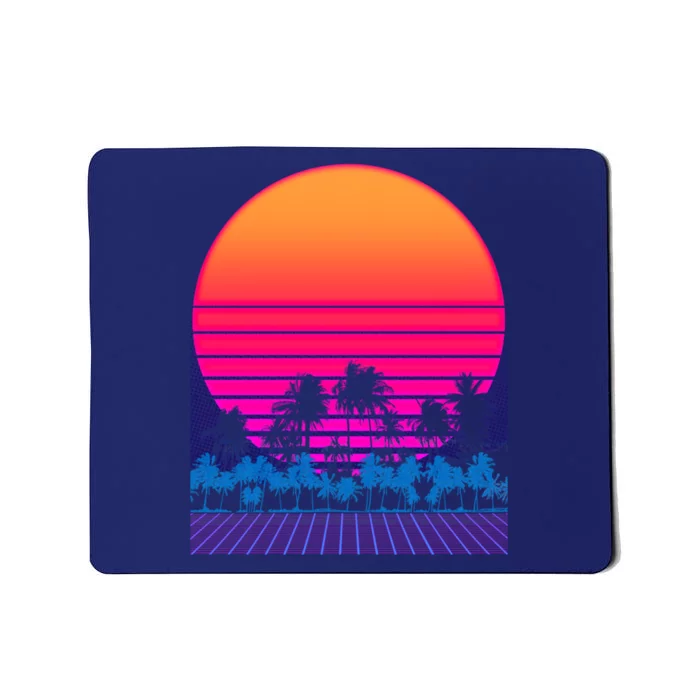 80s Vaporwave Retro Palm Trees Sunset Mousepad