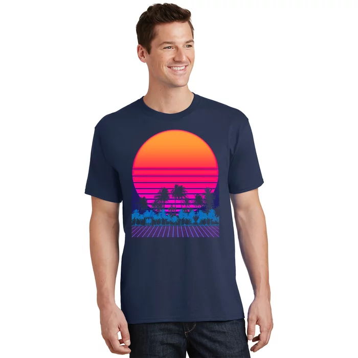 80s Vaporwave Retro Palm Trees Sunset T-Shirt