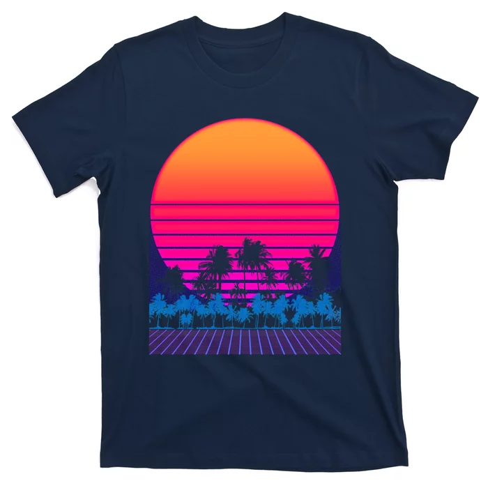 80s Vaporwave Retro Palm Trees Sunset T-Shirt