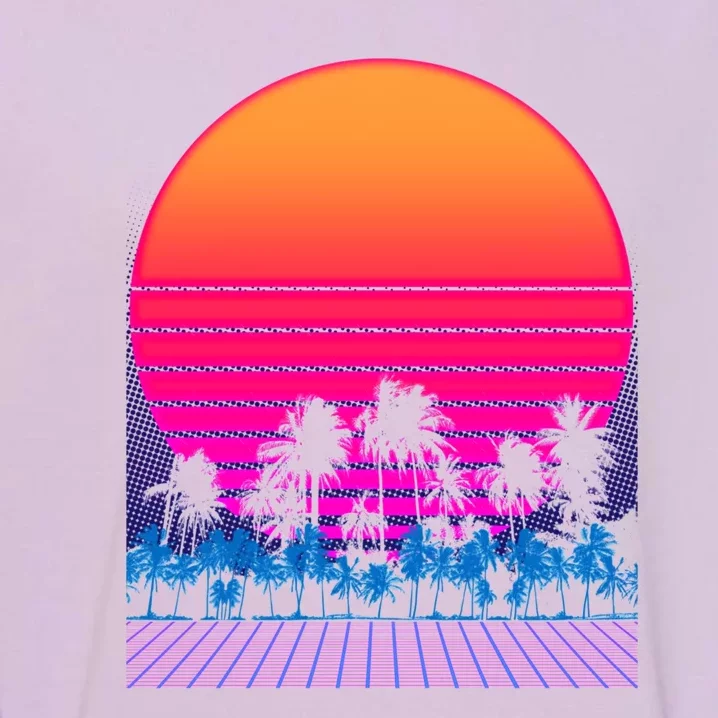 80s Vaporwave Retro Palm Trees Sunset Garment-Dyed Sweatshirt