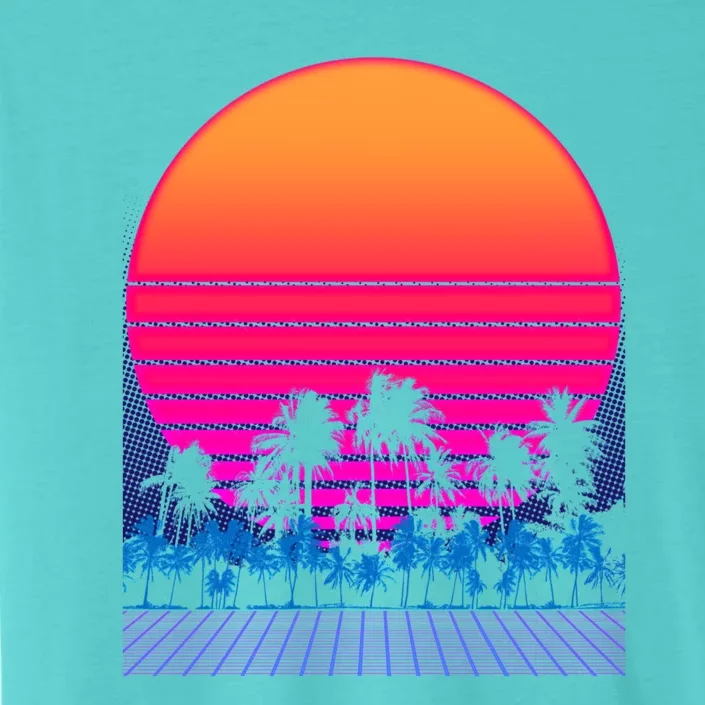 80s Vaporwave Retro Palm Trees Sunset ChromaSoft Performance T-Shirt