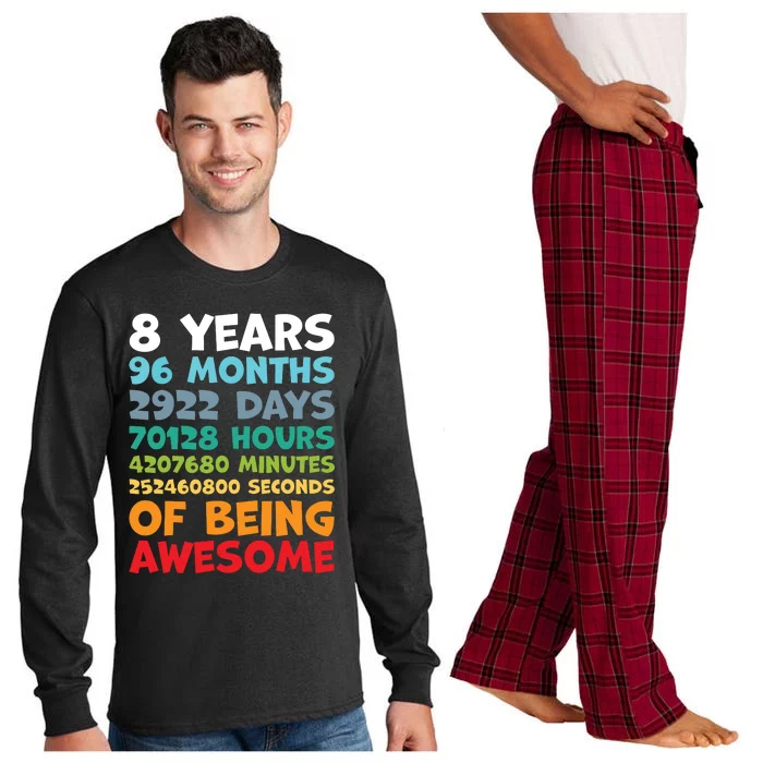 8 Year Old Bday Decorations Son Boy 8yr 8th Birthday Long Sleeve Pajama Set