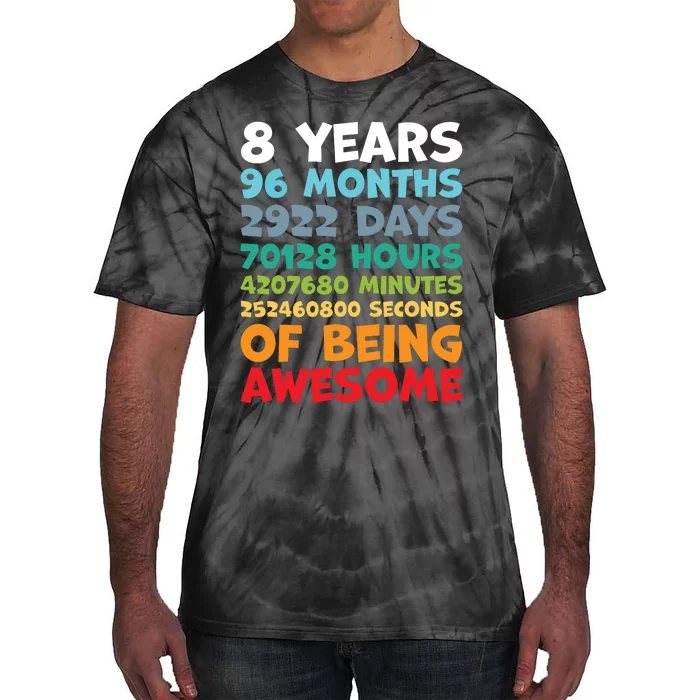 8 Year Old Bday Decorations Son Boy 8yr 8th Birthday Tie-Dye T-Shirt