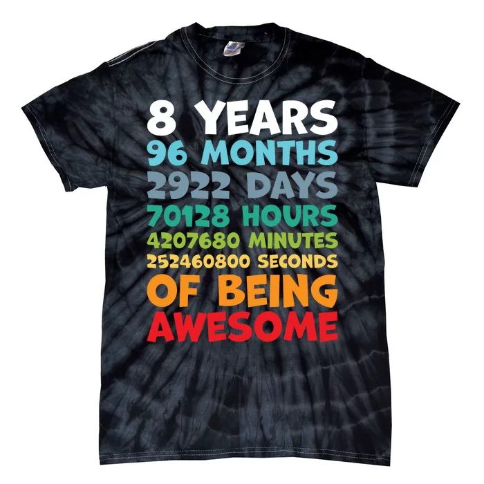 8 Year Old Bday Decorations Son Boy 8yr 8th Birthday Tie-Dye T-Shirt