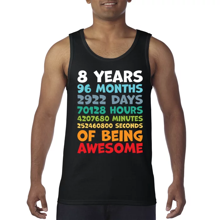 8 Year Old Bday Decorations Son Boy 8yr 8th Birthday Tank Top