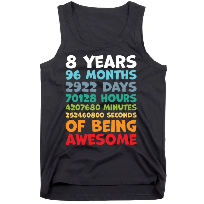 8 Year Old Bday Decorations Son Boy 8yr 8th Birthday Tank Top