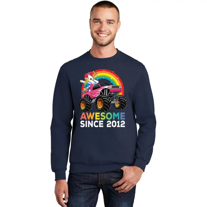 8 Years Old 8th Birthday Monster Truck Unicorns Gift Tall Sweatshirt