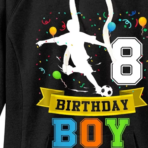 8 Year Old Birthday Soccer 8th Birthday Teens Women's Fleece Hoodie