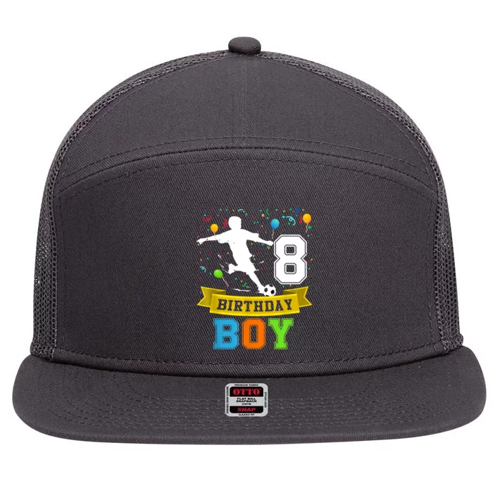 8 Year Old Birthday Soccer 8th Birthday Teens 7 Panel Mesh Trucker Snapback Hat