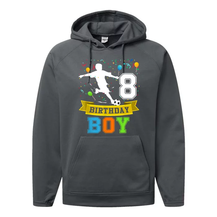 8 Year Old Birthday Soccer 8th Birthday Teens Performance Fleece Hoodie