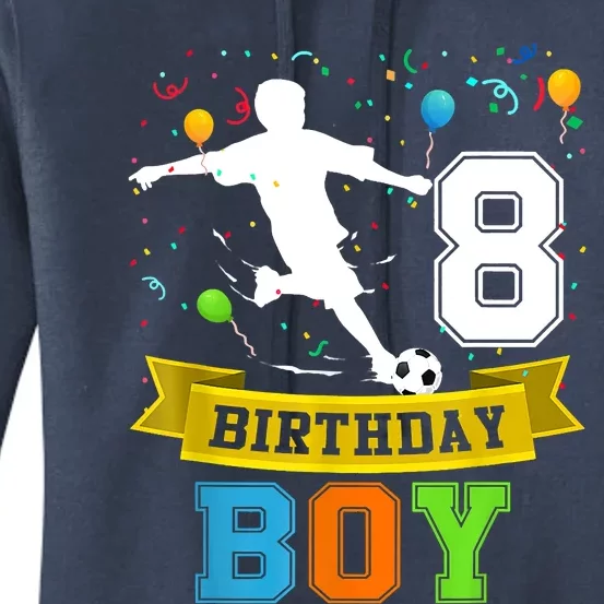 8 Year Old Birthday Soccer 8th Birthday Teens Women's Pullover Hoodie