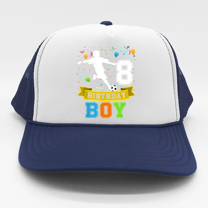 8 Year Old Birthday Soccer 8th Birthday Teens Trucker Hat