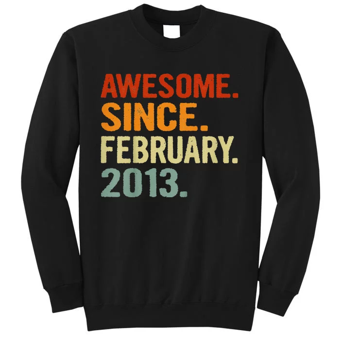 8 Years Old Retro Birthday Gift Awesome Since February 2013 Tall Sweatshirt