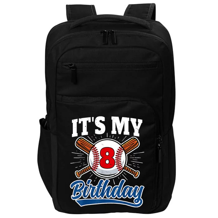 8 Years Old Baseball Player 8th Birthday Party Impact Tech Backpack