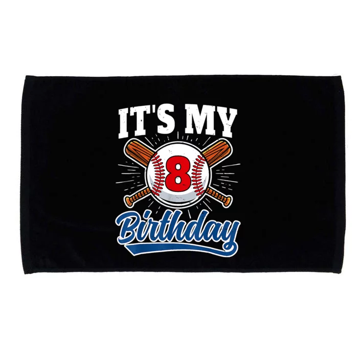 8 Years Old Baseball Player 8th Birthday Party Microfiber Hand Towel