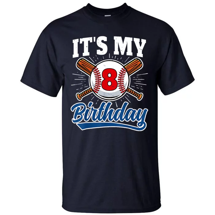 8 Years Old Baseball Player 8th Birthday Party Tall T-Shirt