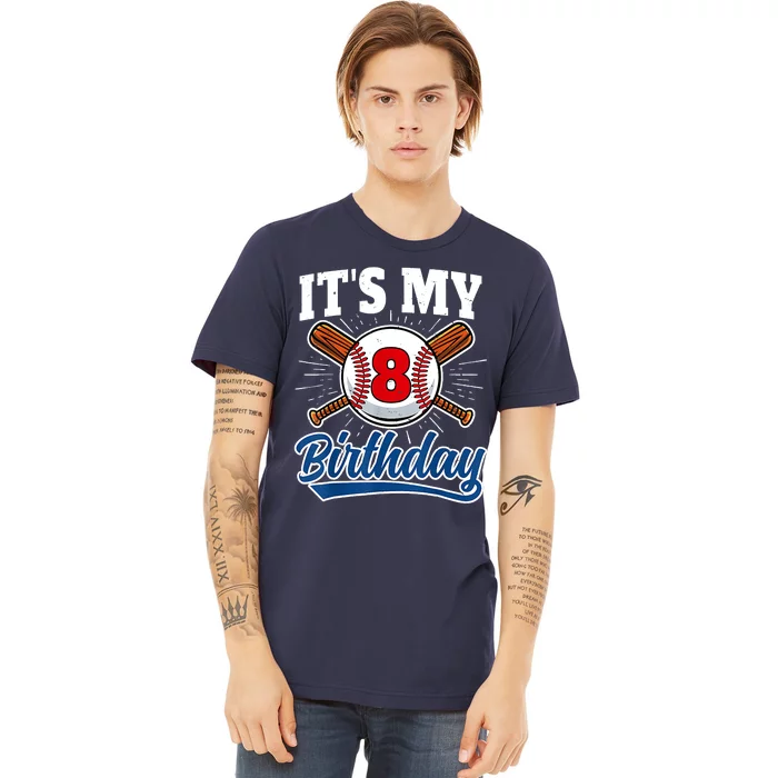 8 Years Old Baseball Player 8th Birthday Party Premium T-Shirt