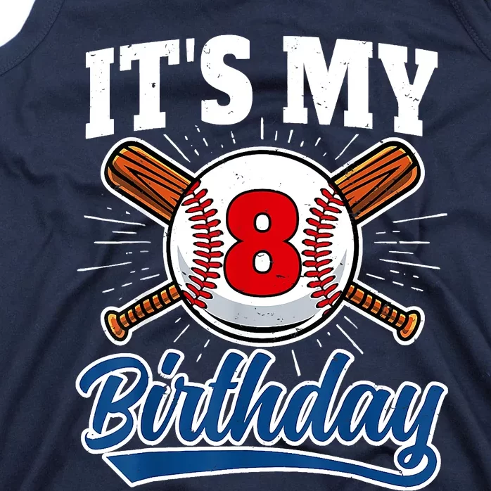 8 Years Old Baseball Player 8th Birthday Party Tank Top