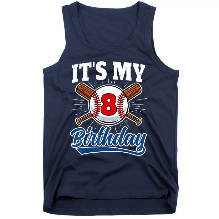 8 Years Old Baseball Player 8th Birthday Party Tank Top