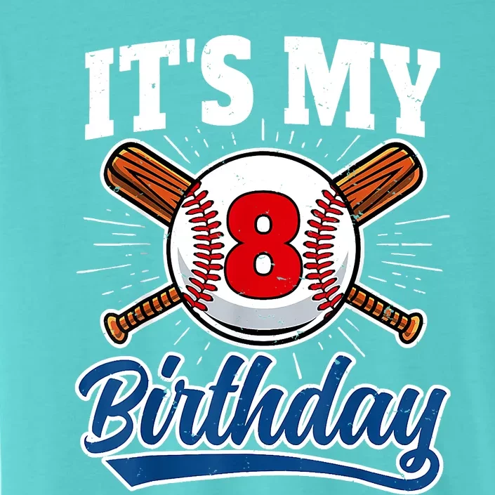 8 Years Old Baseball Player 8th Birthday Party ChromaSoft Performance T-Shirt