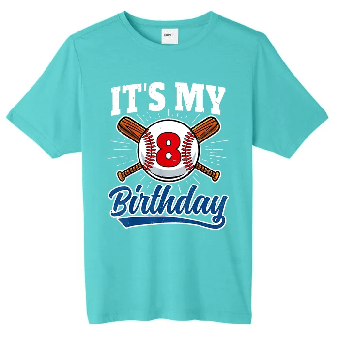 8 Years Old Baseball Player 8th Birthday Party ChromaSoft Performance T-Shirt