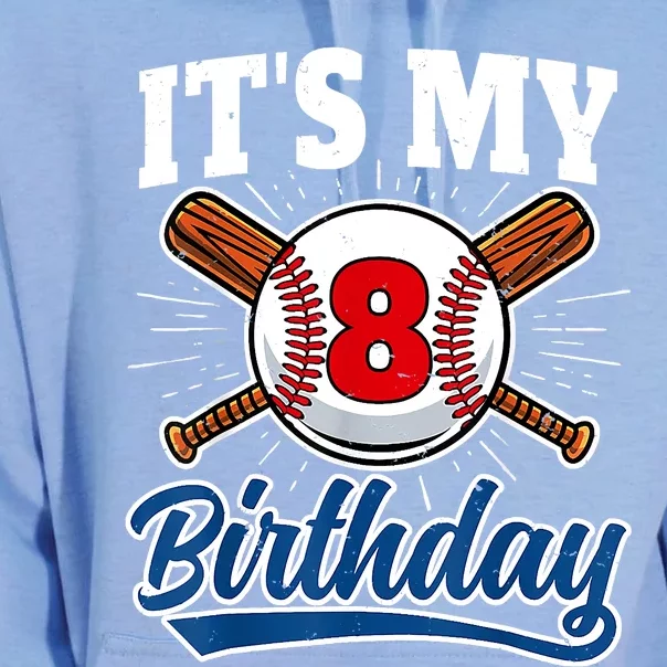 8 Years Old Baseball Player 8th Birthday Party Unisex Surf Hoodie