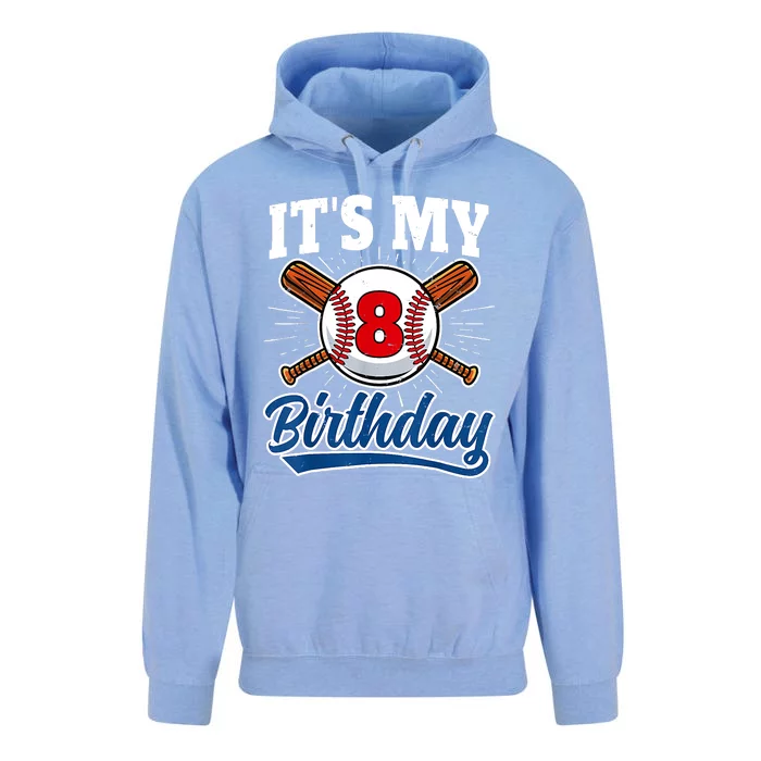 8 Years Old Baseball Player 8th Birthday Party Unisex Surf Hoodie