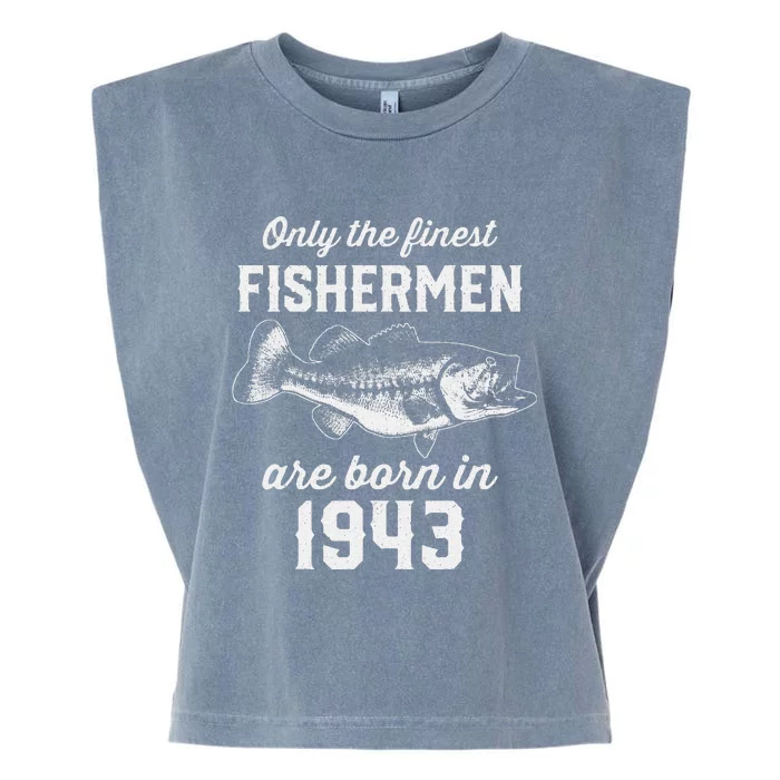 80 Year Old Fisherman Fishing 1943 80th Birthday Garment-Dyed Women's Muscle Tee