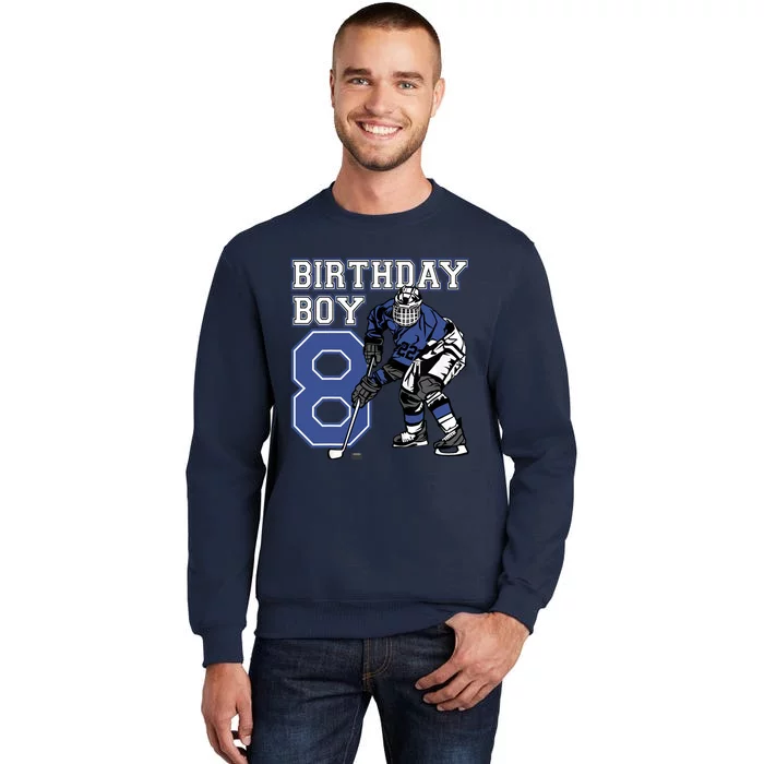 8 Year Old Ice Hockey Themed Birthday Party 8th Boy Gift Tall Sweatshirt