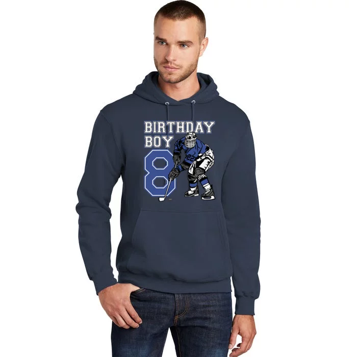 8 Year Old Ice Hockey Themed Birthday Party 8th Boy Gift Tall Hoodie