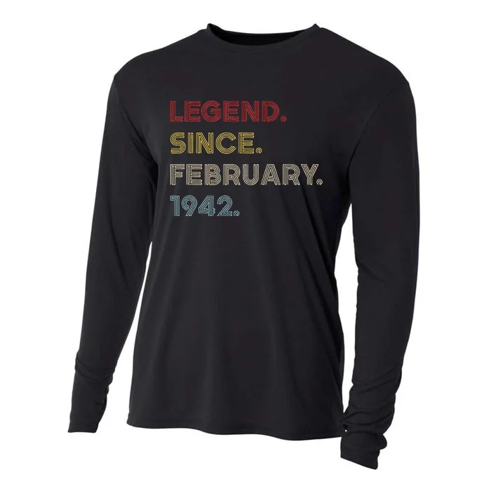 81 Year Old Legend Since February 1942 Vintage 81st Birthday Cooling Performance Long Sleeve Crew