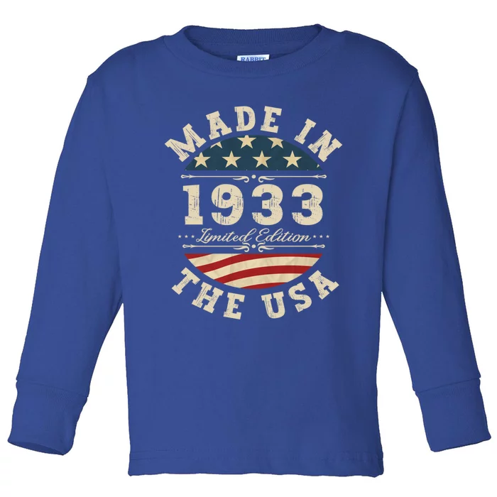 89 Years Old Bday Limited Edition 1933 Usa 89th Birthday Gift Toddler Long Sleeve Shirt