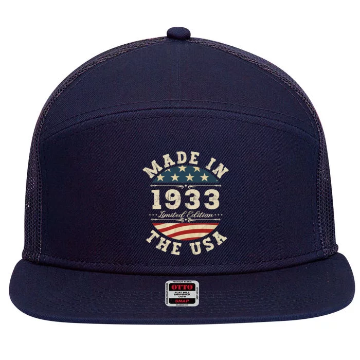 89 Years Old Bday Limited Edition 1933 Usa 89th Birthday Gift 7 Panel Mesh Trucker Snapback Hat