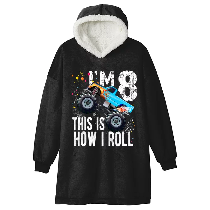 8 Year Old Gift Cool 8th Birthday Boy Gift For Monster Truck Car Lovers Hooded Wearable Blanket