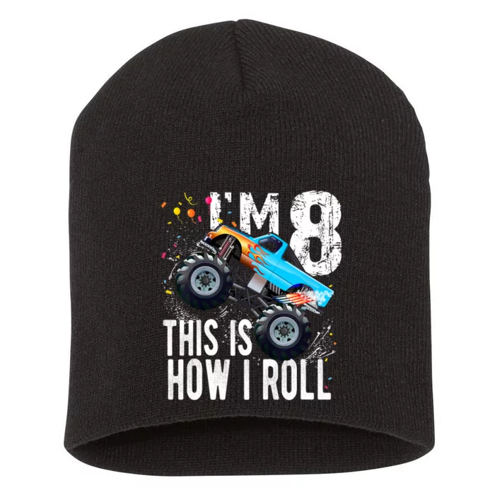 8 Year Old Gift Cool 8th Birthday Boy Gift For Monster Truck Car Lovers Short Acrylic Beanie