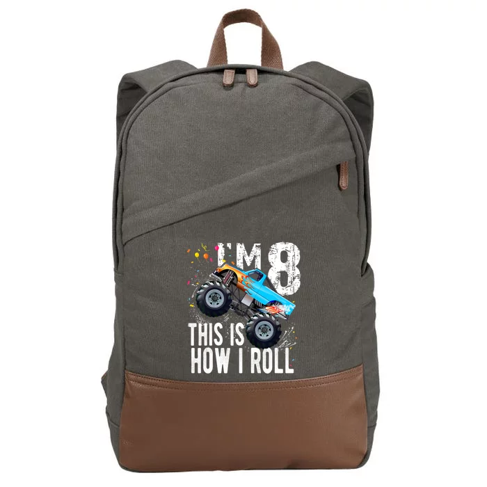 8 Year Old Gift Cool 8th Birthday Boy Gift For Monster Truck Car Lovers Cotton Canvas Backpack