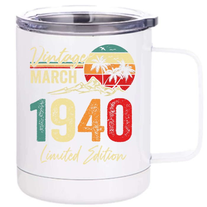 83 Year Old Vintage March 1940 83rd Birthday Women Front & Back 12oz Stainless Steel Tumbler Cup