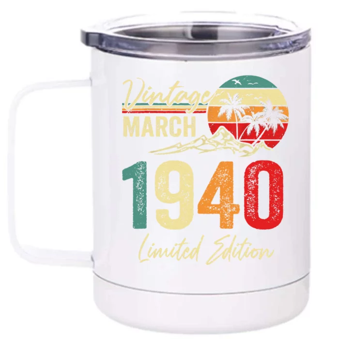 83 Year Old Vintage March 1940 83rd Birthday Women Front & Back 12oz Stainless Steel Tumbler Cup