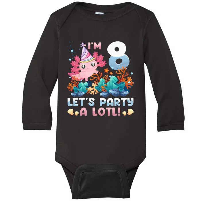 8 Year Old Axolotl Lover 8th Birthday Gift Baby Long Sleeve Bodysuit